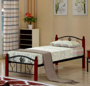 Jednolůžková stylová postel 90x200 cm z kovu a dřeva