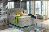 Čalouněná boxspring postel s úložným prostorem a topperem