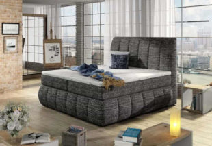 Čalouněná dvoulůžková postel s úložným prostorem