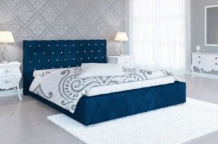 Elegantní čalouněná prostorná dvoulůžková postel s roštem