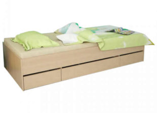 Jednolůžková dřevěná postel s úložným prostorem