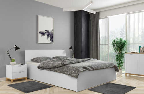 Prostorná postel s úložným místem, roštem a matrací