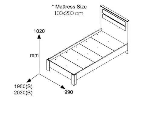 dřevěná jednolůžková postel - rozměr