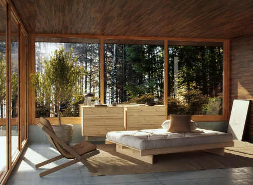 nízká postel z borovicového dřeva