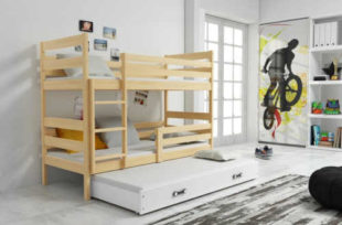 Praktická dřevěná dětská patrová postel ERYK 3 s přistýlkou