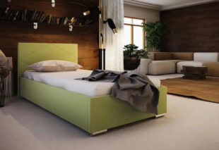 Čalouněná jednolůžková postel v moderním provedení