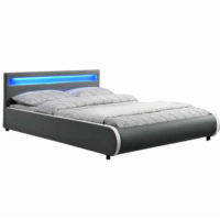 Čalouněná moderní postel 160x200 cm s LED osvětlením
