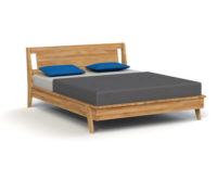 Dvoulůžková nízká postel z dubového dřeva o rozměru 200x200 cm