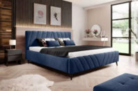 Luxusní dvoulůžková čalouněná postel s ozdobným prošíváním