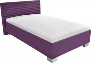 Polohovatelná čalouněná manželská fialová postel 140x200 cm