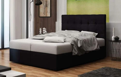 Černá čalouněná manželská postel s úložným prostorem 180 x 200 cm