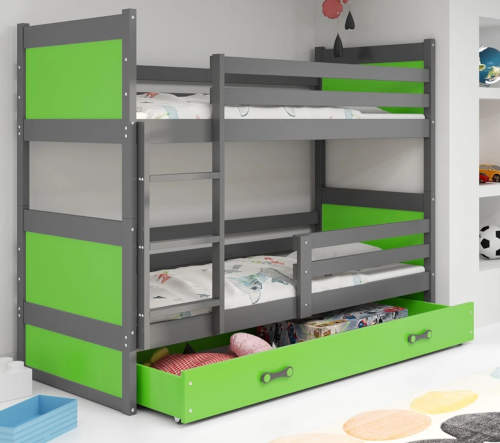Zelená dětská dvoupatrová postel