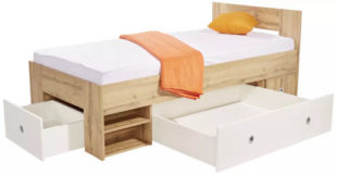 Praktická jednolůžková postel s množstvím úložných prostorů