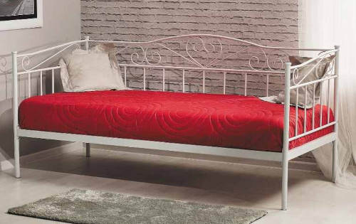 Romantická bílá kovová postel 90 x 200 cm