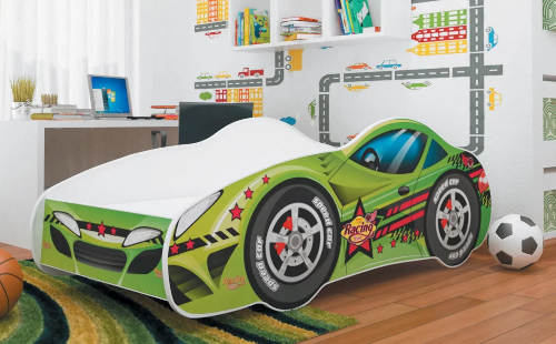 Zelená dětská postel auto