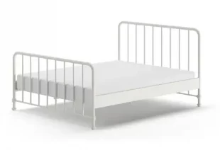Bílá manželská kovová postel 160x200 cm