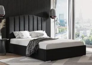 Černá čalouněná postel 120x200 cm s vysokým čelem